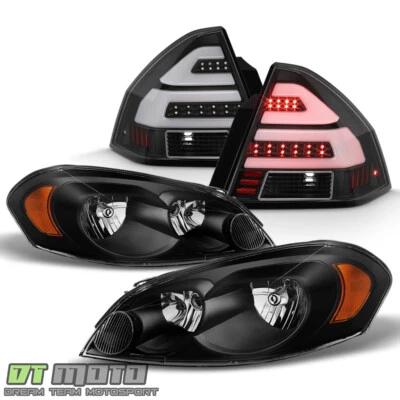 Faros negros para Chevy Impala 2006-2013 + luces traseras de tubo LED lámparas izquierda + derecha Foto 1 de 4