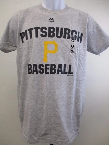 New Pittsburgh Pirates Baseball Mens Sizes S-M-L-XL-2XL Gray Majestic Shirt $26 Cover