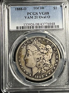 1888-O Morgan Silver Dollar, TOP 100 PCGS VG 08, VAM 21 OVAL O, EXTREMELY RARE. - Picture 1 of 2