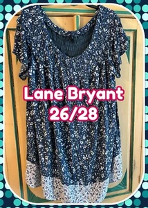 Guter Zustand Gebrauchtes hübsches blau & weiß Lane Bryant Blumen Kleid 26 28 4XL FR SH - Bild 1 von 12