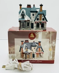 Lemax Enchanted Forest beleuchtetes Porzellanhaus 2001 blaues Dach getestet funktioniert - Bild 1 von 10