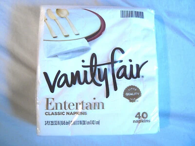 Sealed pack of 40 Vanity Fair 3 ply white Dinner napkins - Image 1 of 4