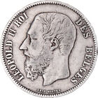 [#374525] Monnaie, Belgique, Leopold II, 5 Francs, 5 Frank, 1871, TB, Argent, KM