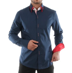 Designer Slim Fit Hemd mit zweifachem Button-Down-Kragen - Bild 1 von 4