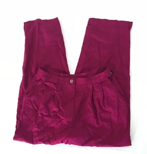 Carole Little Linen Blend Pants Womens Size 12 Trouser Cropped Petites Pink  - Picture 1 of 7