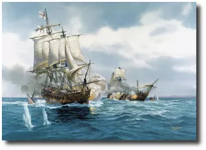 "Diana" by Tom Freeman Naval - Frigate HMS Diana Captures French Brig 1803 - Imagen 1 de 1
