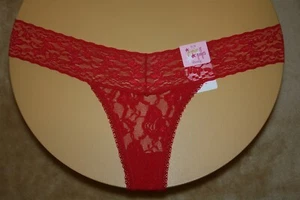 Slightly Shiny True Red Mesh Floral Lace Thong - Size 5/Small - Picture 1 of 2