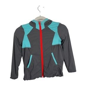 Ivivva Live to Move Studio Hoodie Grey Blue Reversible Rain Jacket Girls 6 - Picture 1 of 10