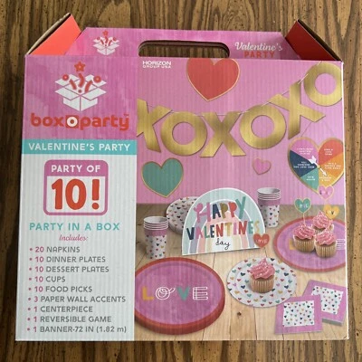 New Party In A Box Valentine’s Party Of 10 - Box O Party-Horizon Group 66 Pieces - Image 1 of 3