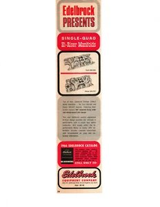 1966 EDELBROCK SINGLE-QUAD HI-RISER INTAKE MANIFOLD ~ ORIGINAL PRINT AD - Imagen 1 de 2