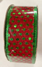 Small Polka Dot Wired Ribbon, Red & Green Polka Dot