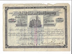 MINNESOTA 1919 St Paul Title & Trust Company Aktienzertifikat Frederi Ingersoll - Bild 1 von 2