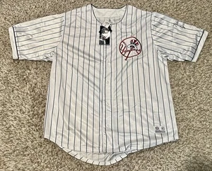 NEW True Fan New York Yankees Pinstriped Baseball Jersey Mens Size XL MINT - Picture 1 of 6