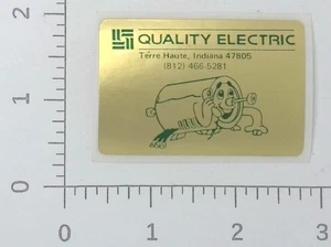 Vintage Quality Electric Company Terre Haute Indiana Advertising Sticker Decal - Picture 1 of 1
