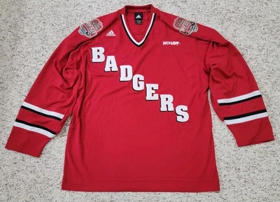 VTG RARE ADIDAS 2010 HOCKEY CLASSIC WISCONSIN BADGERS HOCKEY JERSEY MENS SIZE XL - Image 1 of 4