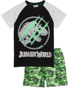 Jurassic World Black Camo Logo Print Short Sleeve Short Leg Pyjama Set Boys - Picture 1 of 44