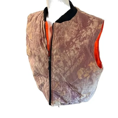 Vintage Mossy Oak Camouflage Reversible Hunting Vest with Orange Lining  - Image 1 of 4