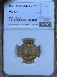 1925 NGC MS63 Poland Gold 20 Zlotych - Picture 1 of 7