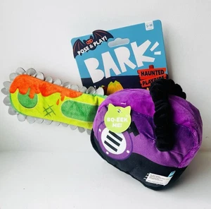 Bark Texas Chainspaw Haunted Playride Plush Crinkle Squeak Halloween Dog Toy - Picture 1 of 3