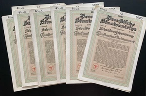 5000 Reichsmark 1937 - Preussische Staats Loan Bond with eagle-swastika - K131/9 - Picture 1 of 7