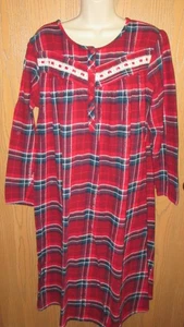 CROFT & BARROW RED plaid cotton flannel GRANNY NIGHTGOWN sz LARGE NWOT - Picture 1 of 6