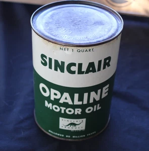 FULL NEAR MINT~ 1940's SINCLAIR OPALINE MOTOR OIL Old Solder Seam Tin 1 qt. Can - Picture 1 of 13