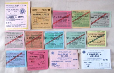 LOTTO BIGLIETTI CALCIO SCOZZESE GLASGOW RANGERS V CELTIC X 14 DAL 1975 IN POI - Immagine 1 di 4