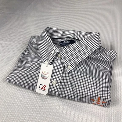 New Cutter & Buck White, Blue Button Down Astros Logo ￼￼Men's Dress Shirt XL NWT - Image 1 of 4