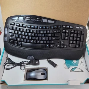 Logitech MK550 Wave Wireless Keyboard w Mouse & receiver Combo preowned READ - Picture 1 of 15