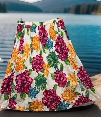 Charter Club Skirt M White Cotton Floral Boho Cottagecore Grannycore Whimsy NWT - Image 1 of 4