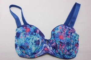 Freya Underwired Balconette Bra Blue Floral Design 28F - Picture 1 of 7