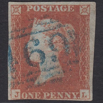 V27_22 GB QV 1841 1d RED-BROWN PLATE 99 SG8-B1(1) JL FU NR 4M BLUE LLANELLY 469 - Image 1 of 2
