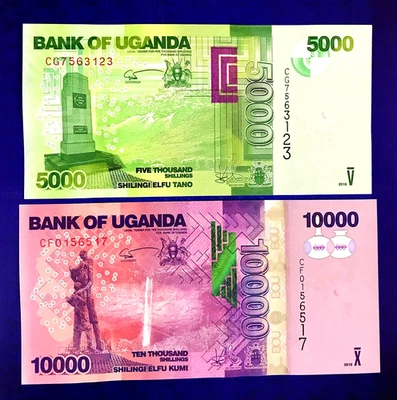 2019 UGANDA - 5000, 10000 SHILLINGS (2 NOTES) - GEM UNC - EZSA2 - Image 1 of 2