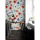 Vintage Colorful Poppies removable wallpaper self adhesive wall mural peel stick