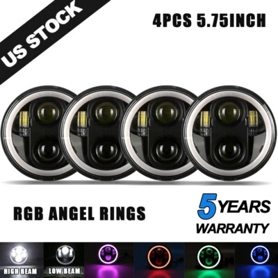 4x Faros LED RGB 5.75" 5-3/4" Hi-Lo DRL Ojos de Ángel Para Chrysler New Yorker Foto 1 de 4