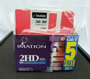 Disquettes IMATION IBM Formatées 2HD 1,44 Mo 26 inutilisées dans leur emballage d'origine - Photo 1/6