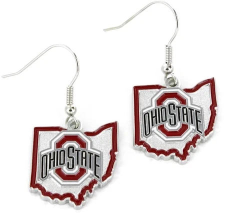 Ohio State Buckeyes State Design Earrings [NEW] NCAA Ear Ring Pair Ring Hoop Cover