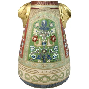 Königlich Bonn Porzellan Wandteppich Vase im Kunst- & Handwerksstil, um 1900 - Bild 1 von 10