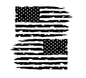 Tattered Distressed American Flag Decal Vinyl Sticker  Set of 2 LEFT RIGHT Side  - Picture 1 of 2