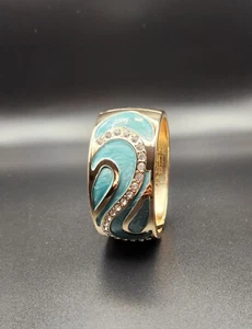 Pulsera con bisagras esmaltada turquesa - oro - Imagen 1 de 2