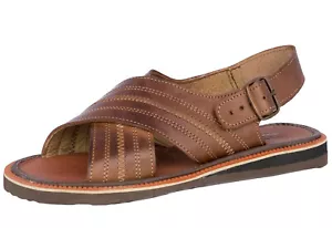 Sandalias para hombre de cuero genuino hebilla cosida de cedrón clásico mexicano huaraches - Imagen 1 de 4