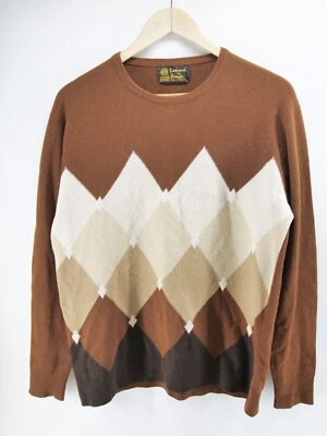 Suéter Pringle Cashmere Para Hombres Grande Marrón Argyle Of Scotland Granpa Cuello Redondo Foto 1 de 4