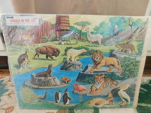 Vtg Rare Artcraft Puzzle 1960s Lift out Cardboard Frame Tray Animals of the Zoo - Picture 1 of 7