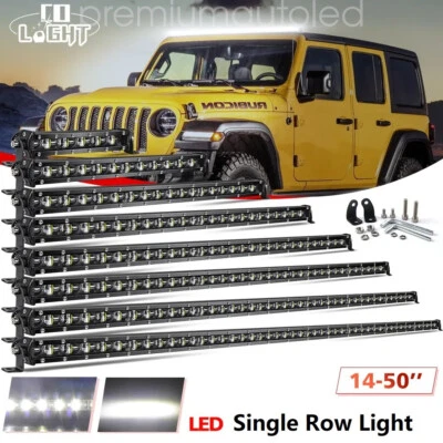 Barra de luz LED delgada 14 20 26 32 38 44 50 pulgadas punto inundación todoterreno conducción SUV ATV Foto 1 de 4
