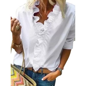 Ladies White Frilly Blouse for sale | eBay