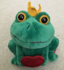 Green Frog Prince Crown Red Heart Plush Beanie Soft Toy Figure Russ Berrie NEW