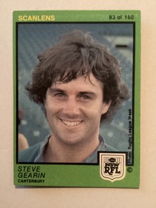 SCANLENS RUGBY LEAGUE CARDS 1982 STEVE GEARIN CANTERBURY BULLDOGS NEAR MINT