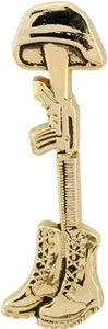 US Military Memorial Boots and Rifle Genuine Lapel Hat Pin Badge 1-1/2" - Picture 1 of 1