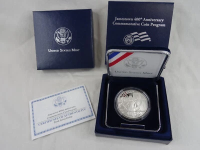 2007-P Founding Jamestown Proof Silver Dollar Commemorative $1 US Mint OGP COA - Image 1 of 4