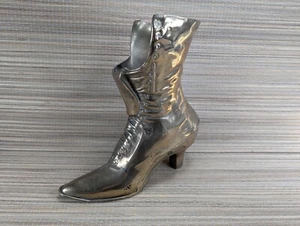 Vintage Victorian Ladies Brass Boot 9" Door Stop Vase Pen Holder - Picture 1 of 12